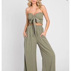 Olive Green Women's Wide-Leg Pants